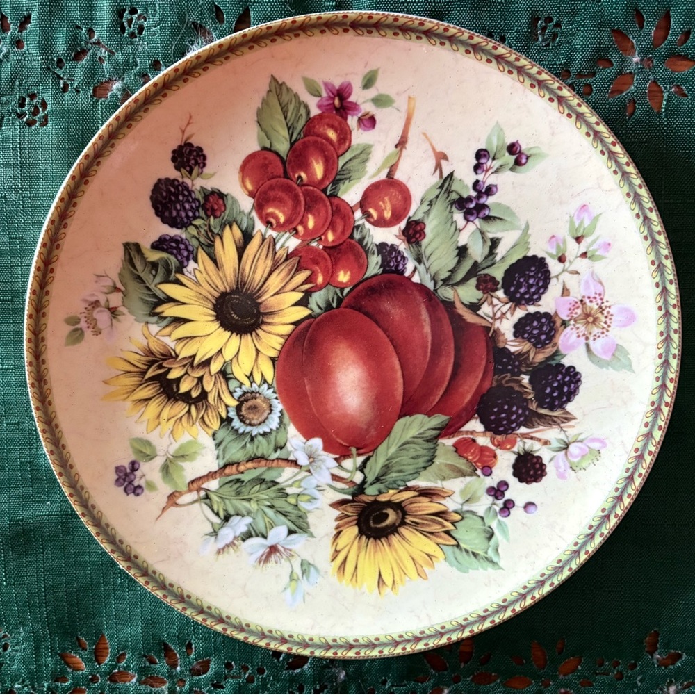 Floral Fruit Pattern Plate, 8”